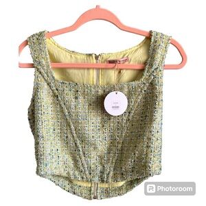 BRAND NEW Bailey Rose tweed crop top in green size Small